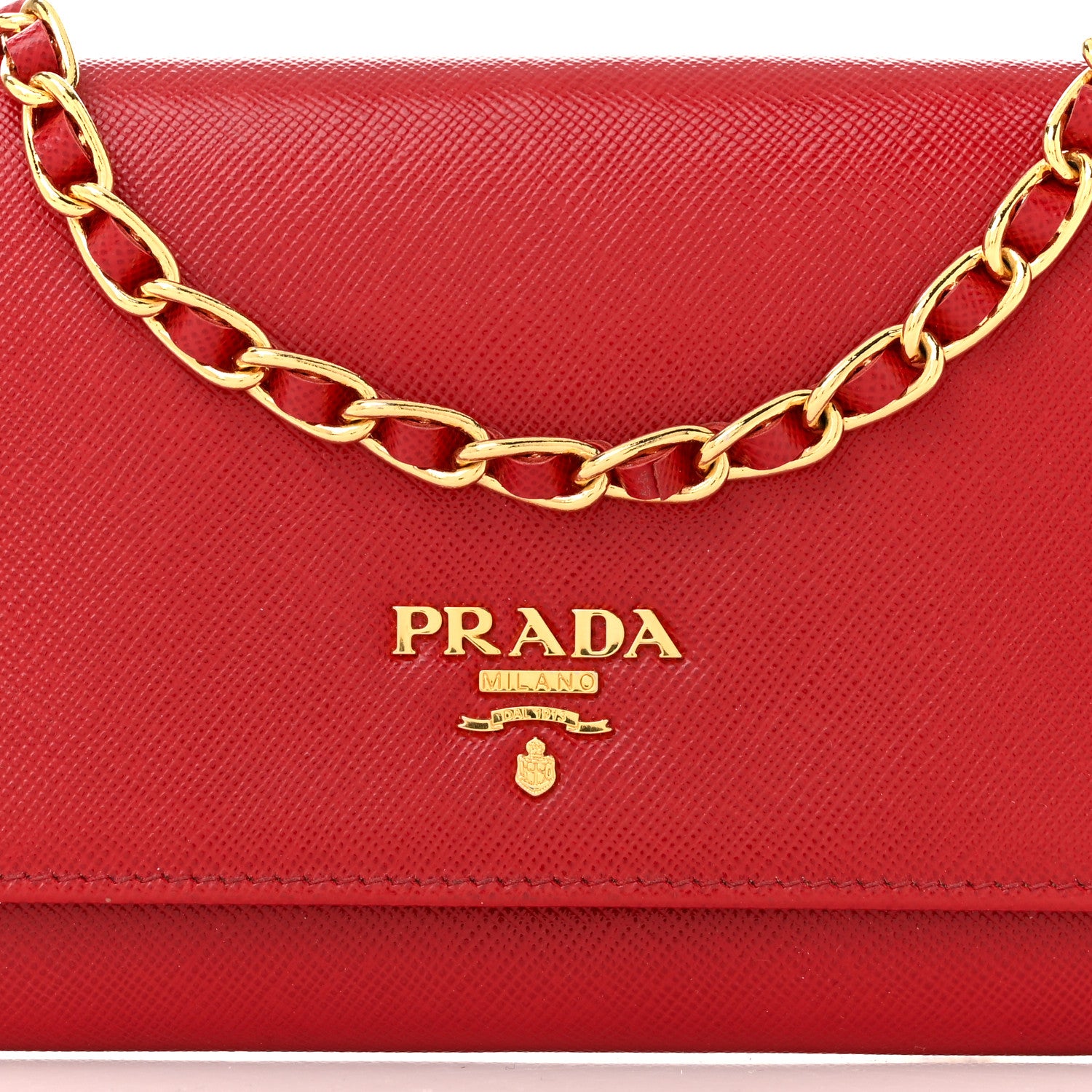 Prada Saffiano Wallet on Chain Fuoco 8 of 11