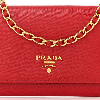 Prada Saffiano Wallet on Chain Fuoco 8 of 11