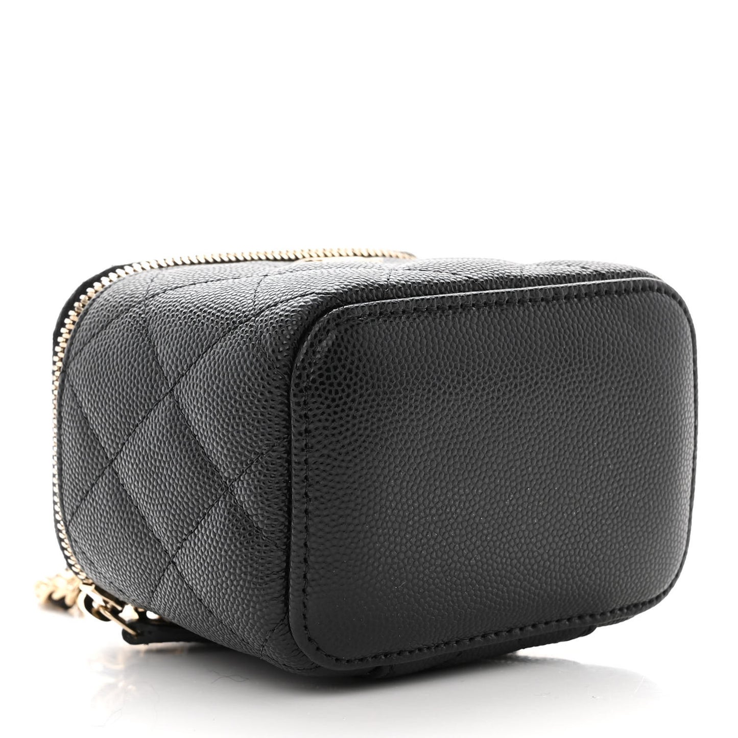 Caviar Quilted Mini Vanity Case With Chain Black