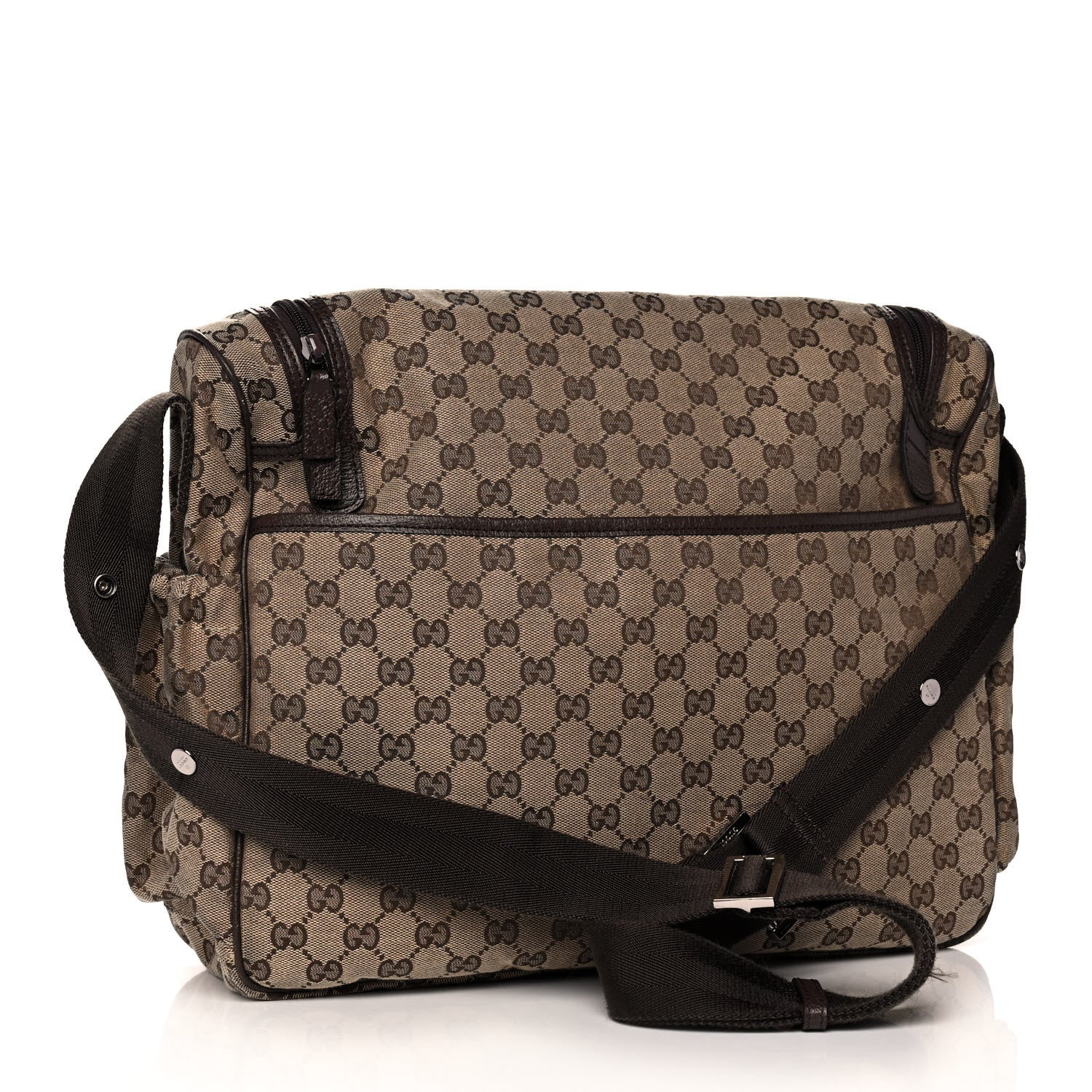 Gucci Monogram Natural Pigskin Large Diaper Bag Beige Ebony Cocoa Dark Chocolate 4 of 17