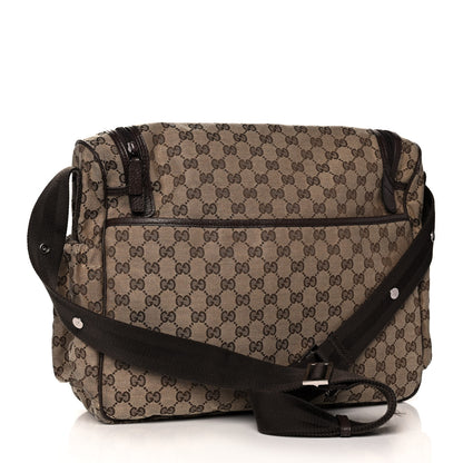 Gucci Monogram Natural Pigskin Large Diaper Bag Beige Ebony Cocoa Dark Chocolate 4 of 17