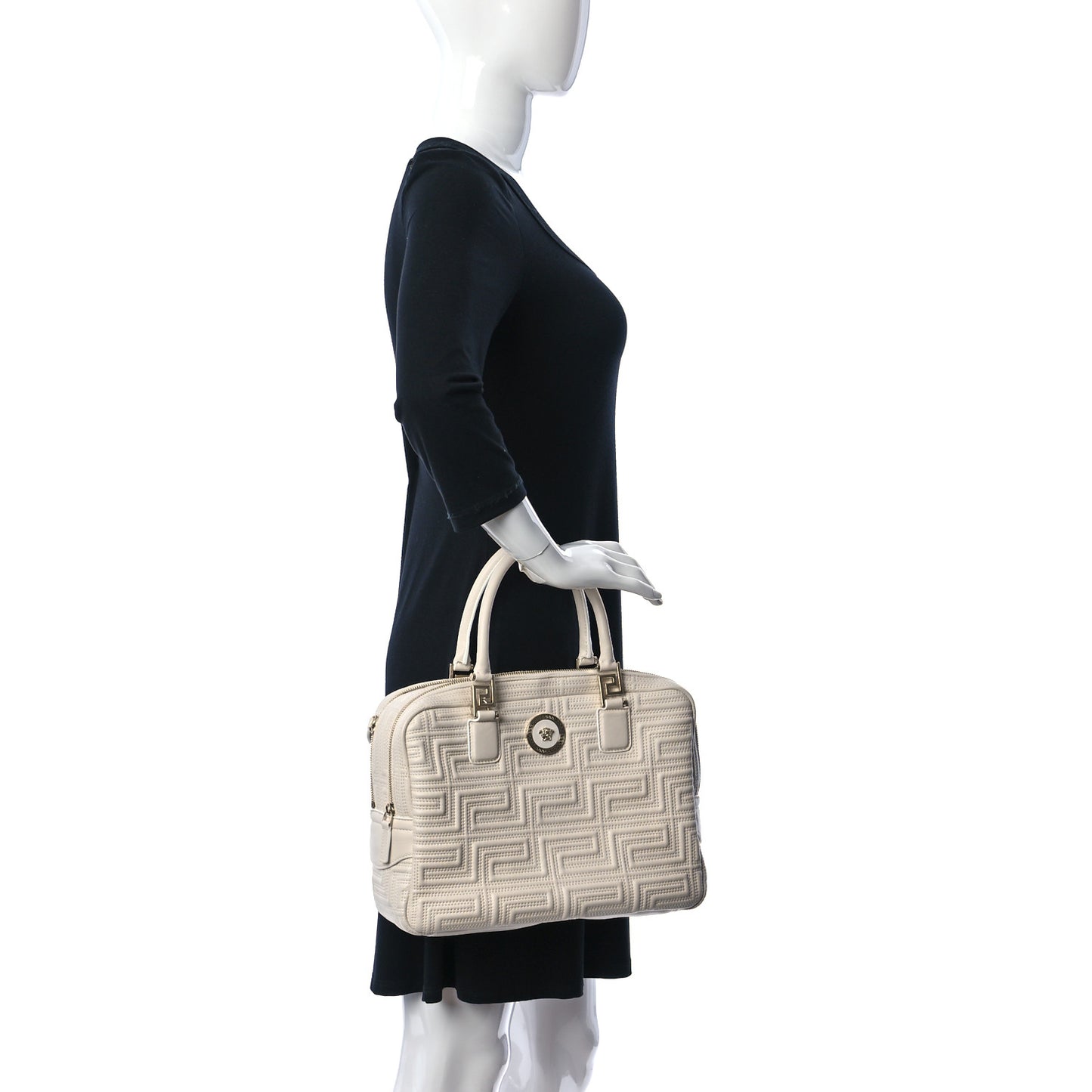 Calfskin Icon Quilted Shoulder Bag White