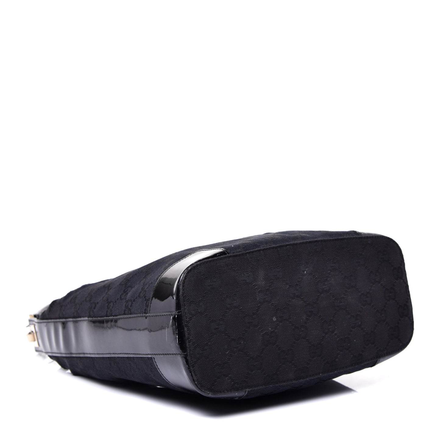 Canvas Patent Monogram Shoulder Bag Black