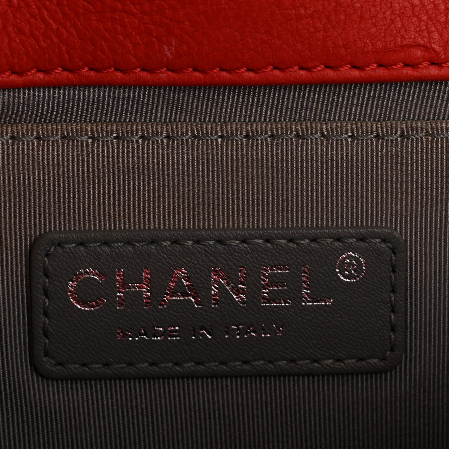 Calfskin Quilted Double Stitch Medium Boy Flap Red