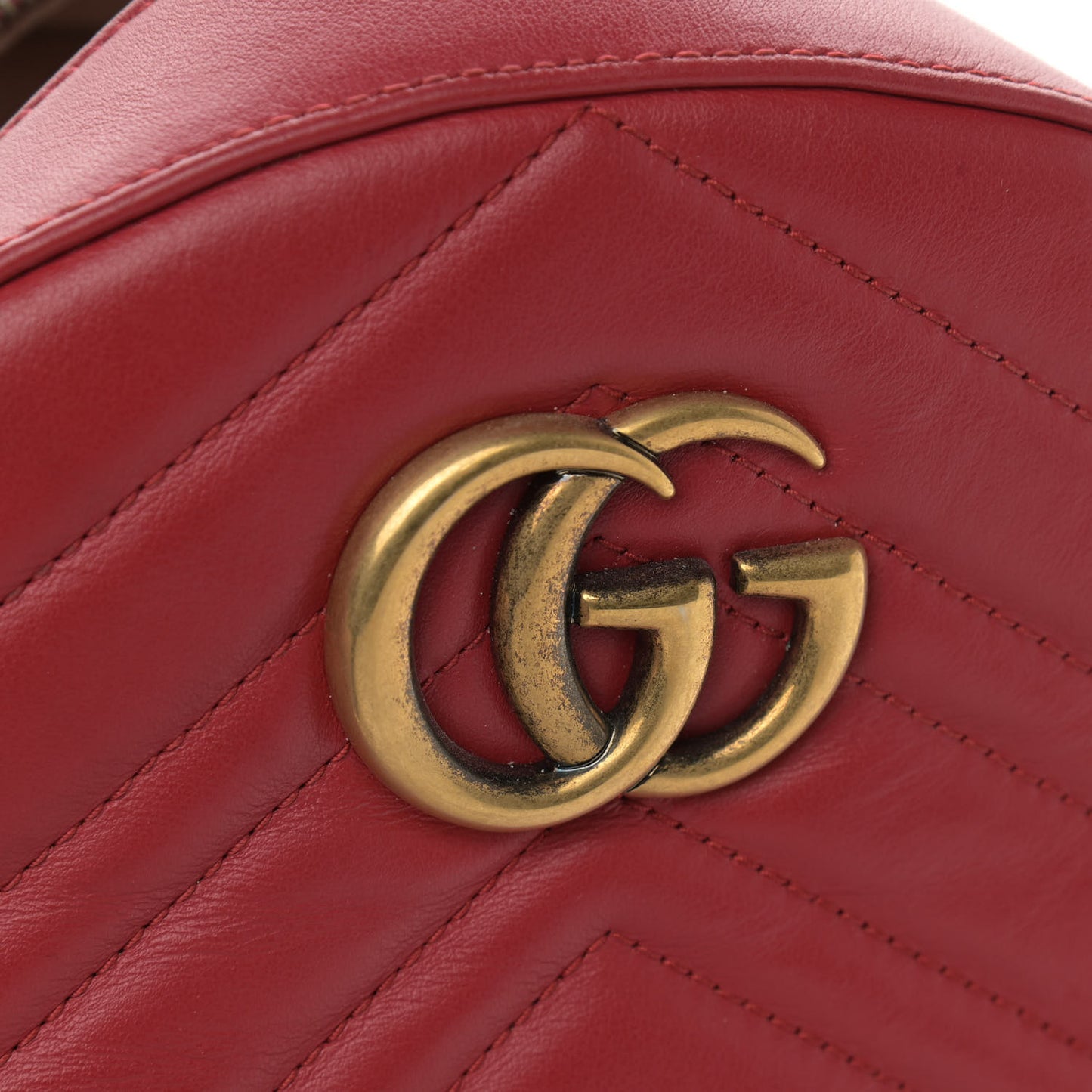 Calfskin Matelasse GG Marmont Dome Backpack Hibiscus Red
