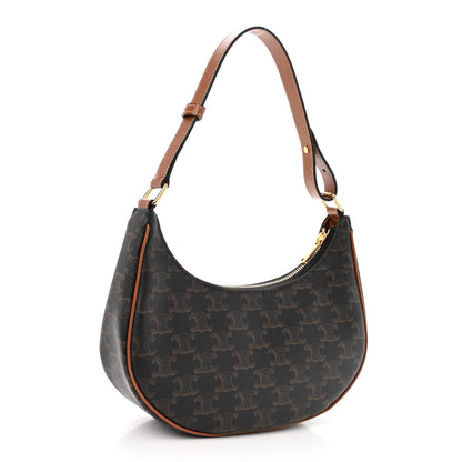 Celine Triomphe Canvas Calfskin Ava Shoulder Bag Tan 3 of 9