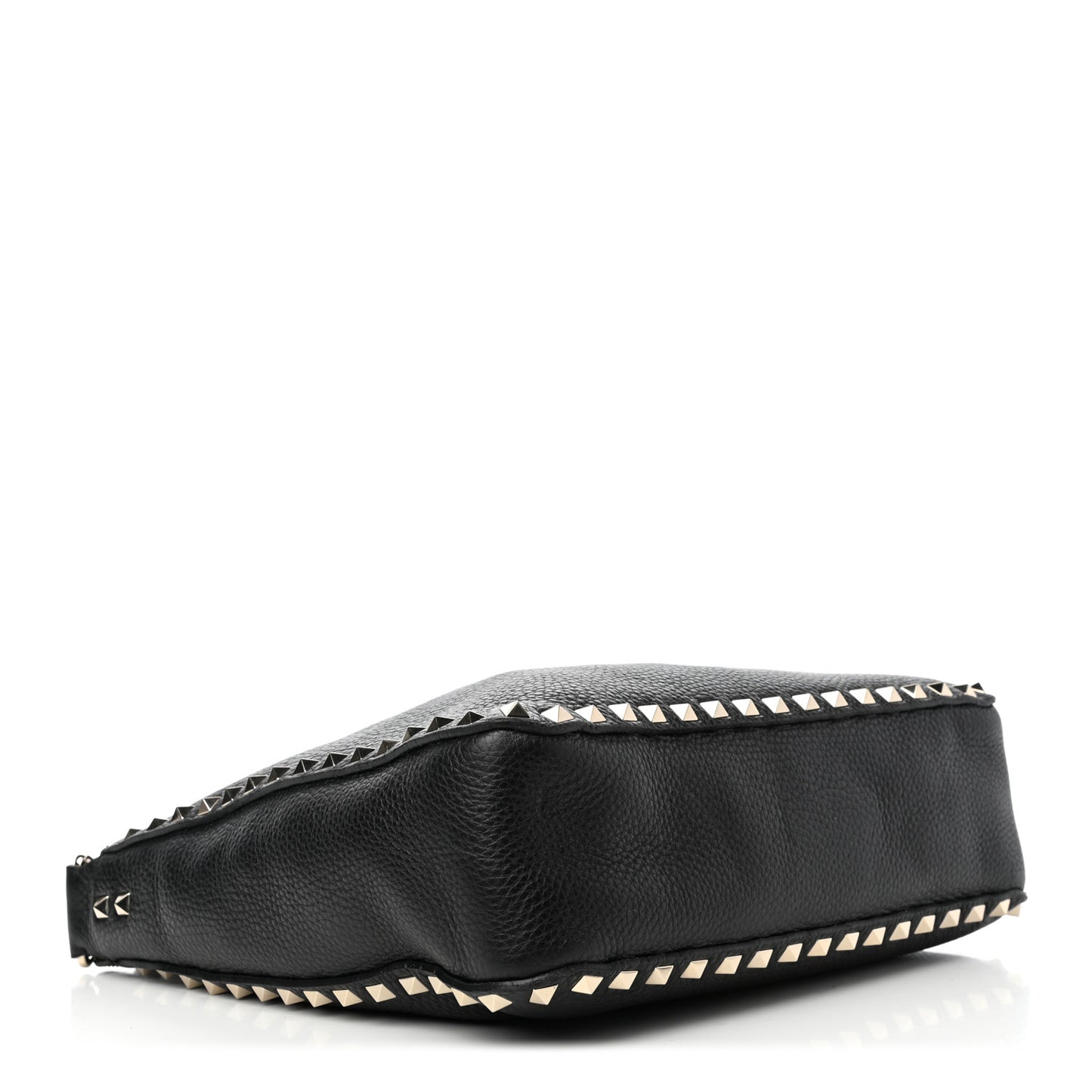Pebbled Calfskin Small Rockstud Flip-Lock Messenger Bag Black
