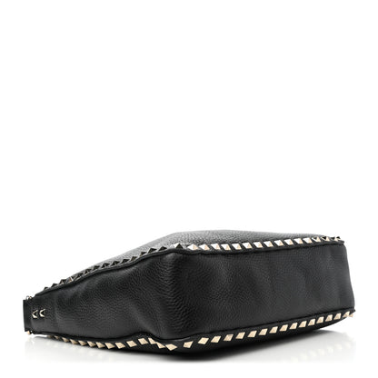 Valentino Garavani Pebbled Calfskin Small Rockstud Flip-Lock Messenger Bag Black 3 of 6