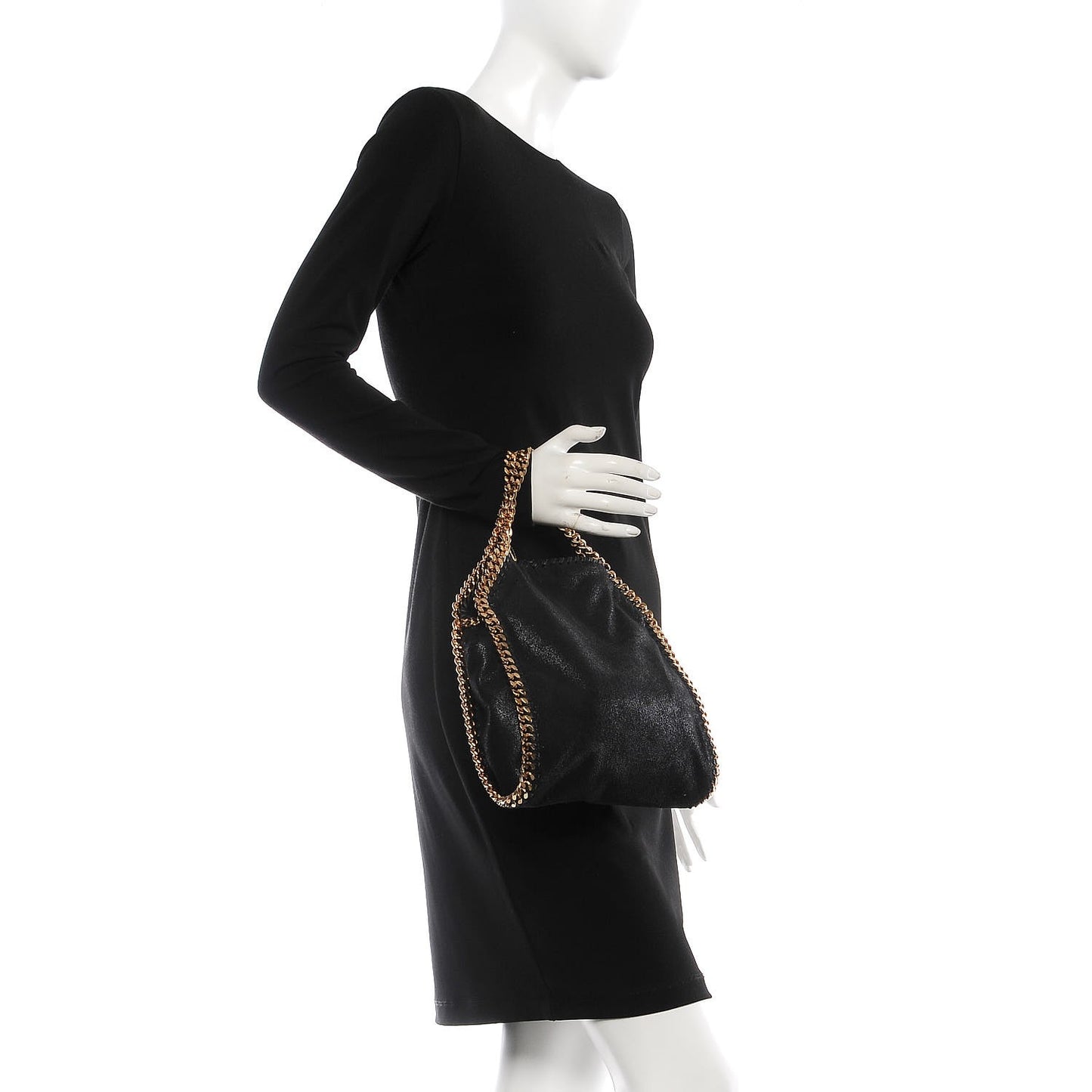 Shaggy Deer Mini Falabella Fold Over Tote Black
