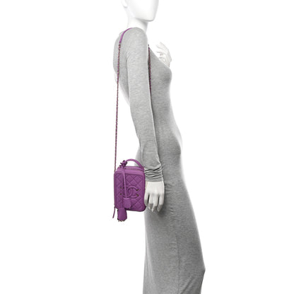 Chanel Caviar Quilted CC North South Filigree Vanity Case Purple 2 of 14