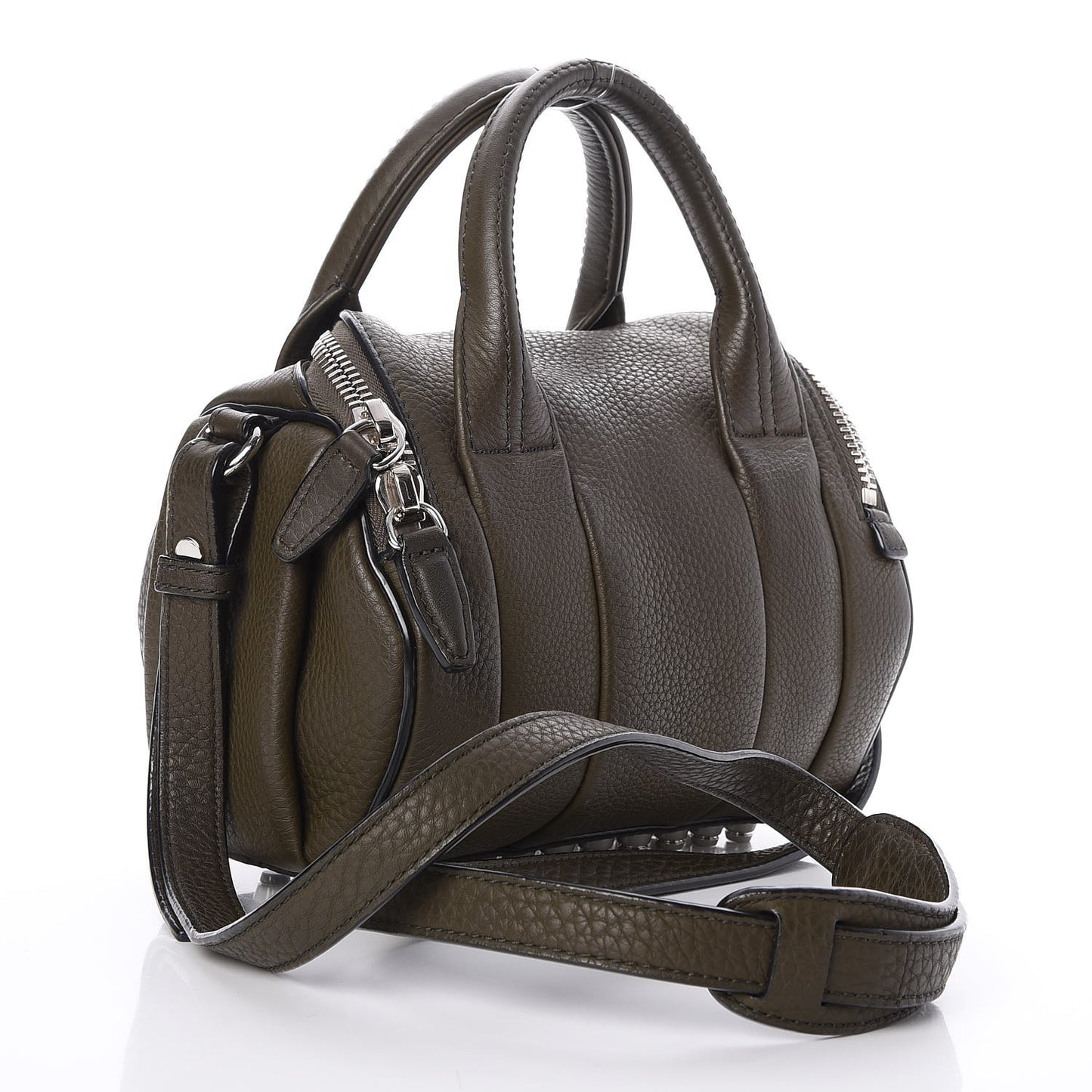 Pebbled Lambskin Mini Rockie Green Silver Hardware