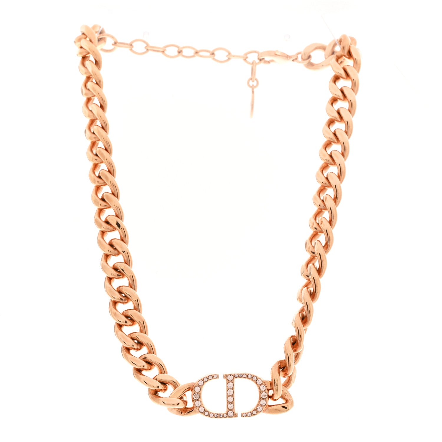 Christian Dior Metal Crystal 30 Montaigne Necklace Rose Gold 3 of 6