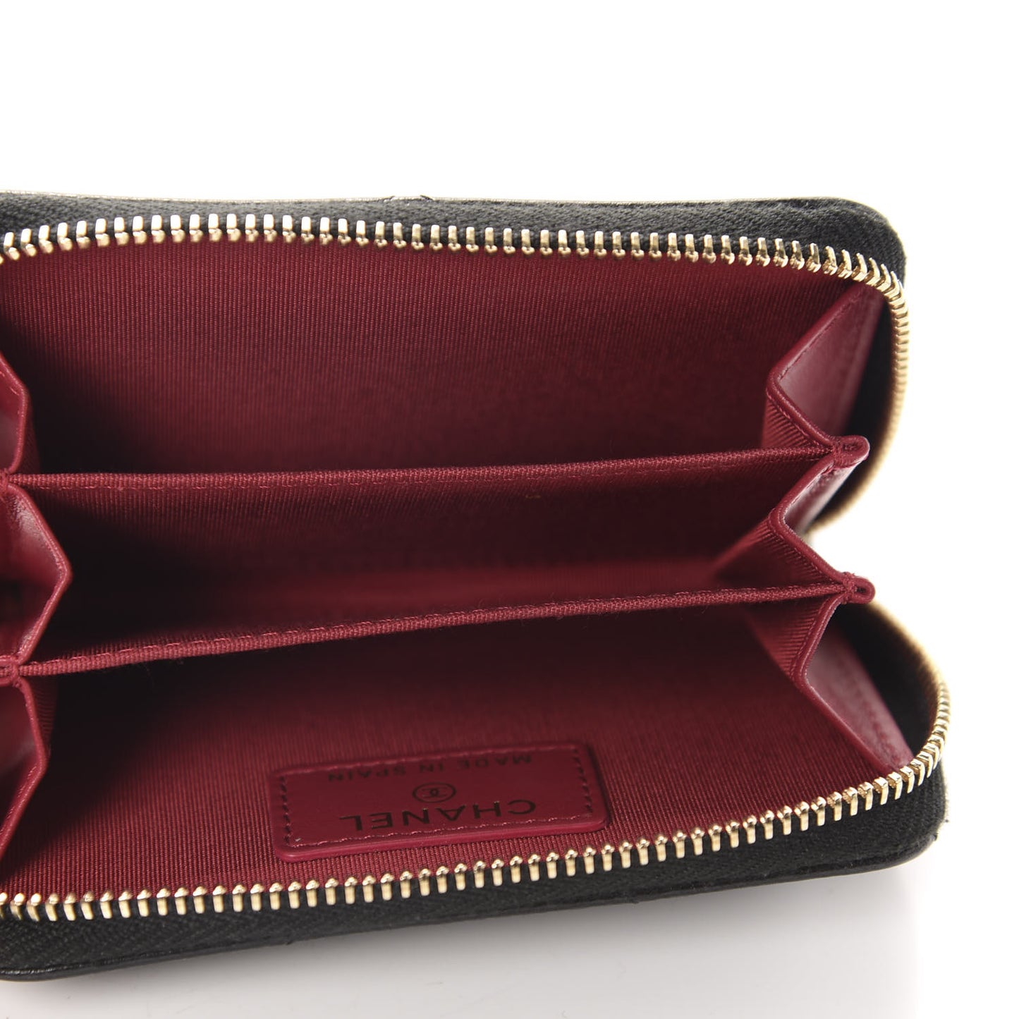 Shiny Goatskin Quilted Chanel 19 Zip Around Coin Purse Wallet Black
