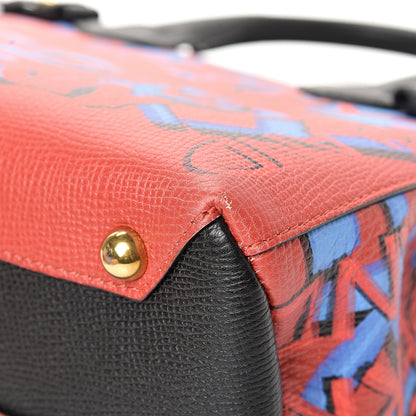 Burberry Grainy Calfskin Graffiti Print Small Banner Tote Black 11 of 12