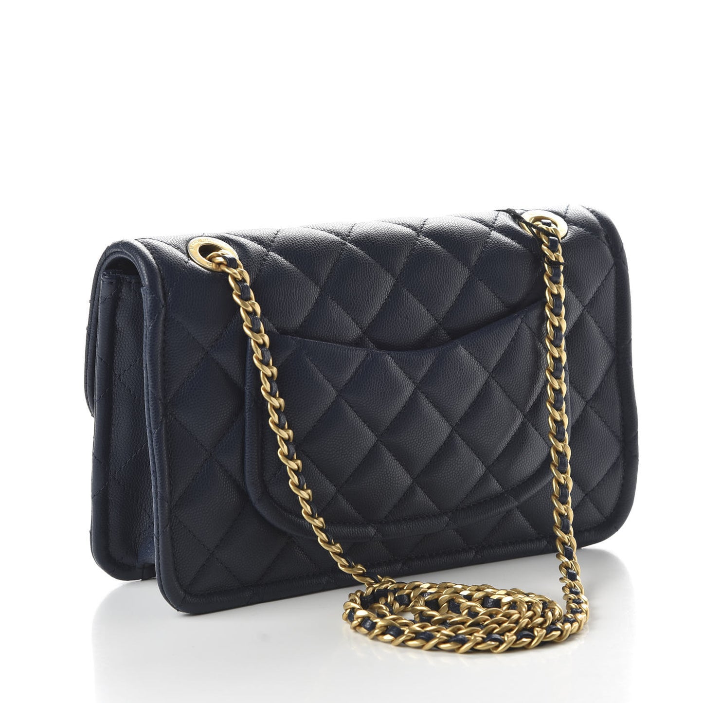 Caviar Quilted Medium Sweet Classic Flap Navy Blue