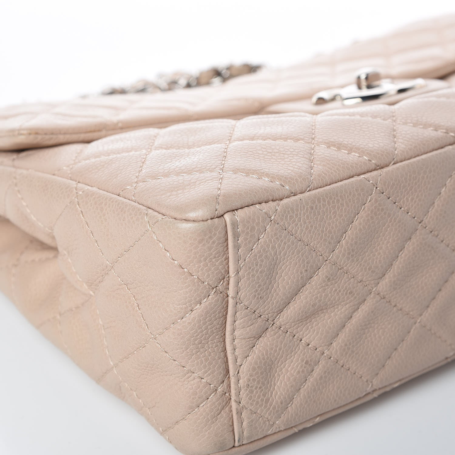 Chanel Washed Caviar Quilted Maxi Single Flap Beige 8 of 12