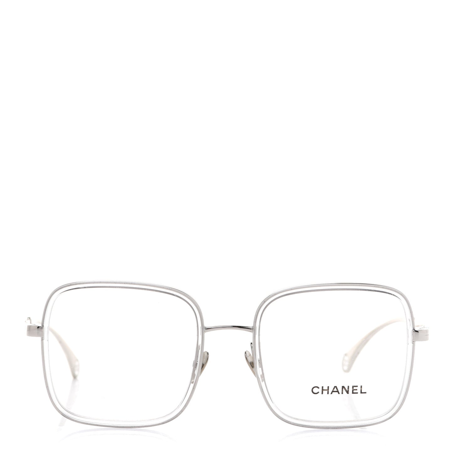 Square Removable Pearl Chain Eyeglasses 2195 Silver