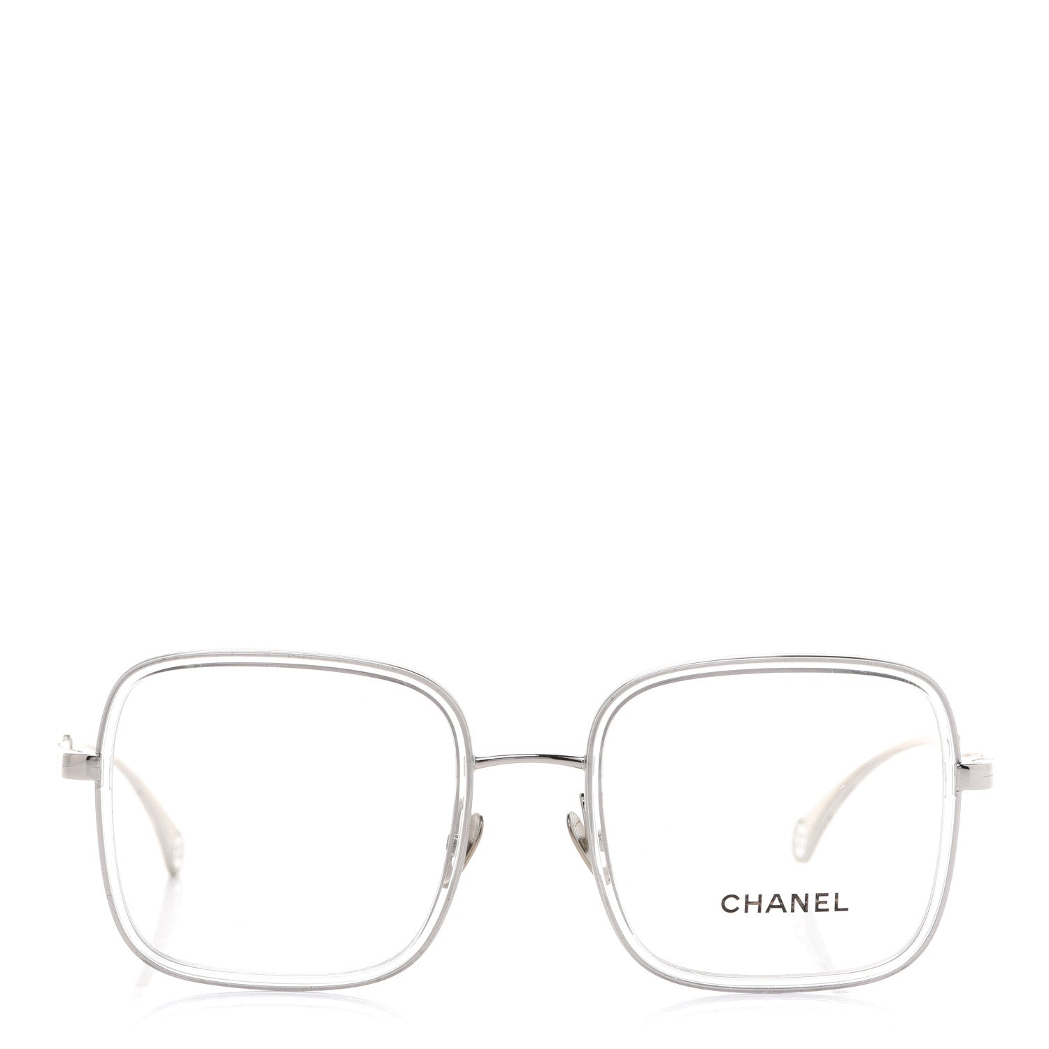 Chanel Square Removable Pearl Chain Eyeglasses 2195 Silver 2 of 9