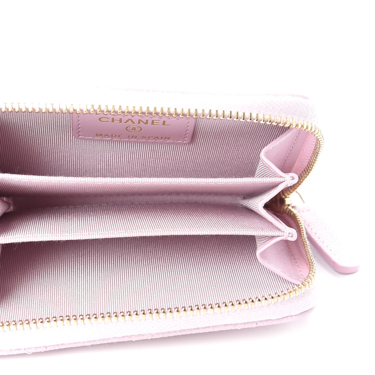 Caviar Quilted Zip Coin Purse Light Pink