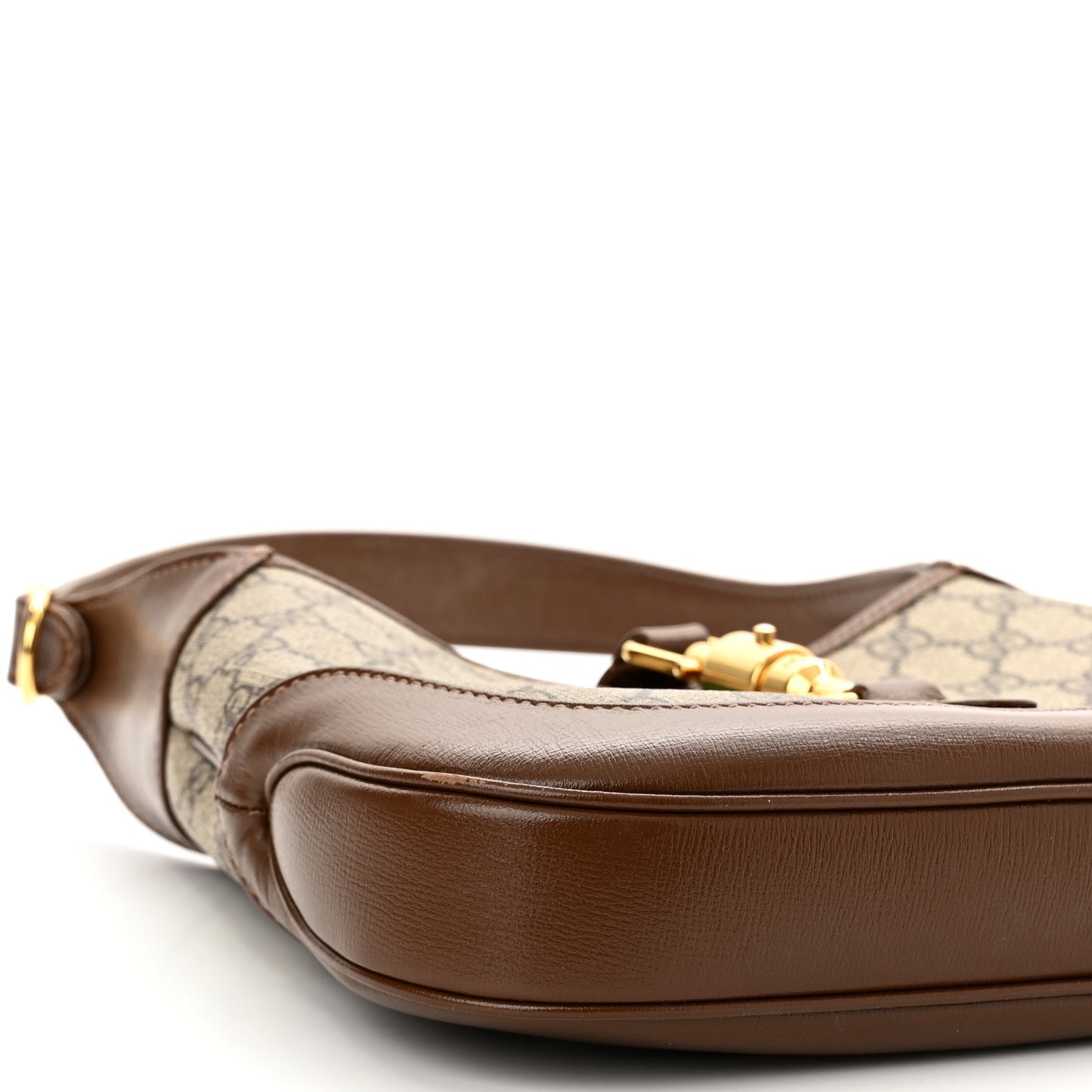 GG Supreme Monogram Azalea Calfskin Web Small Jackie 1961 Hobo Beige Ebony Brown Sugar