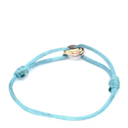 Cartier 18K Pink Yellow White Gold Trinity Adjustable Cord Bracelet Sky Blue 4 of 7