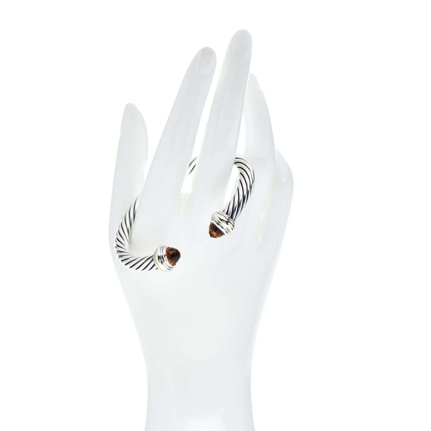 Sterling Silver 14K Yellow Gold Citrine 7mm Cable Classics Bracelet