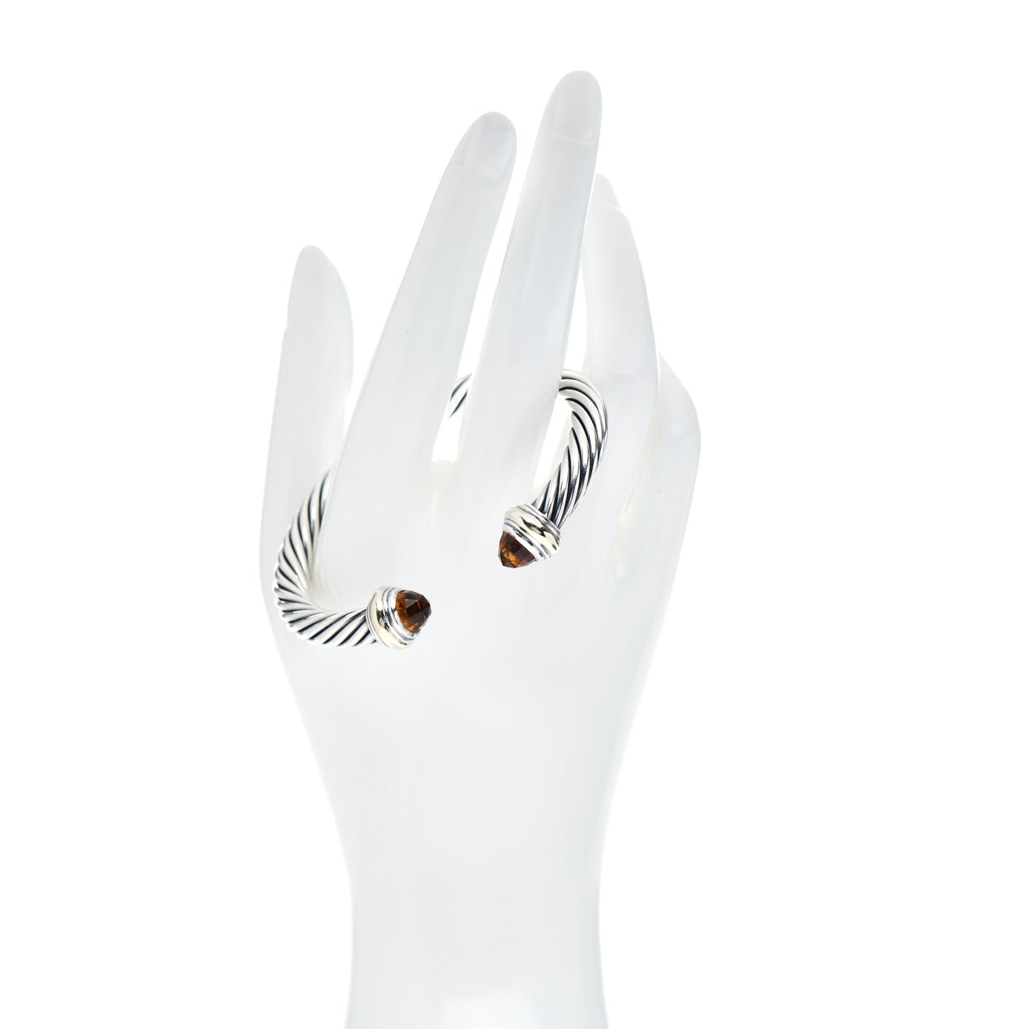 David Yurman Sterling Silver 14K Yellow Gold Citrine 7mm Cable Classics Bracelet 2 of 4