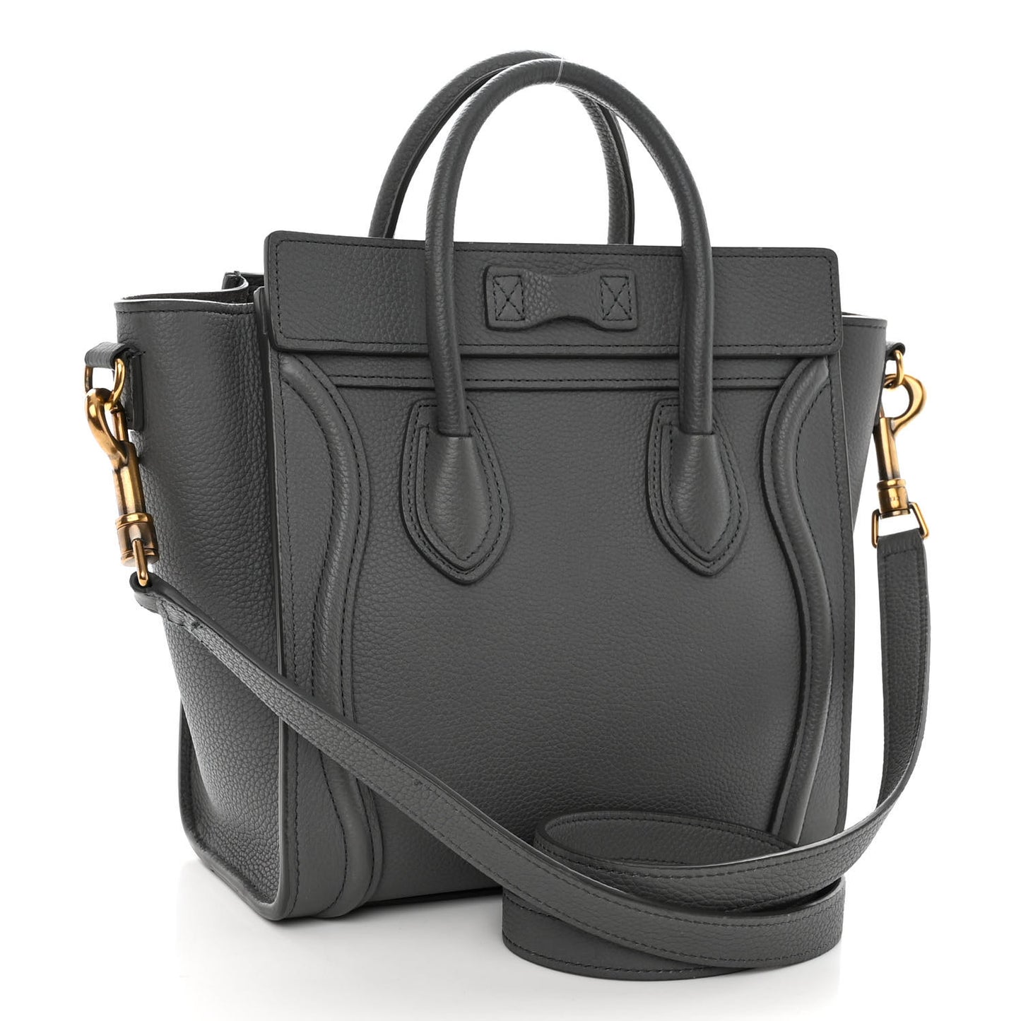 Baby Drummed Calfskin Nano Luggage Kohl