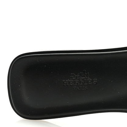 Hermes Box Calfskin Oran Sandals 37 Black 7 of 9