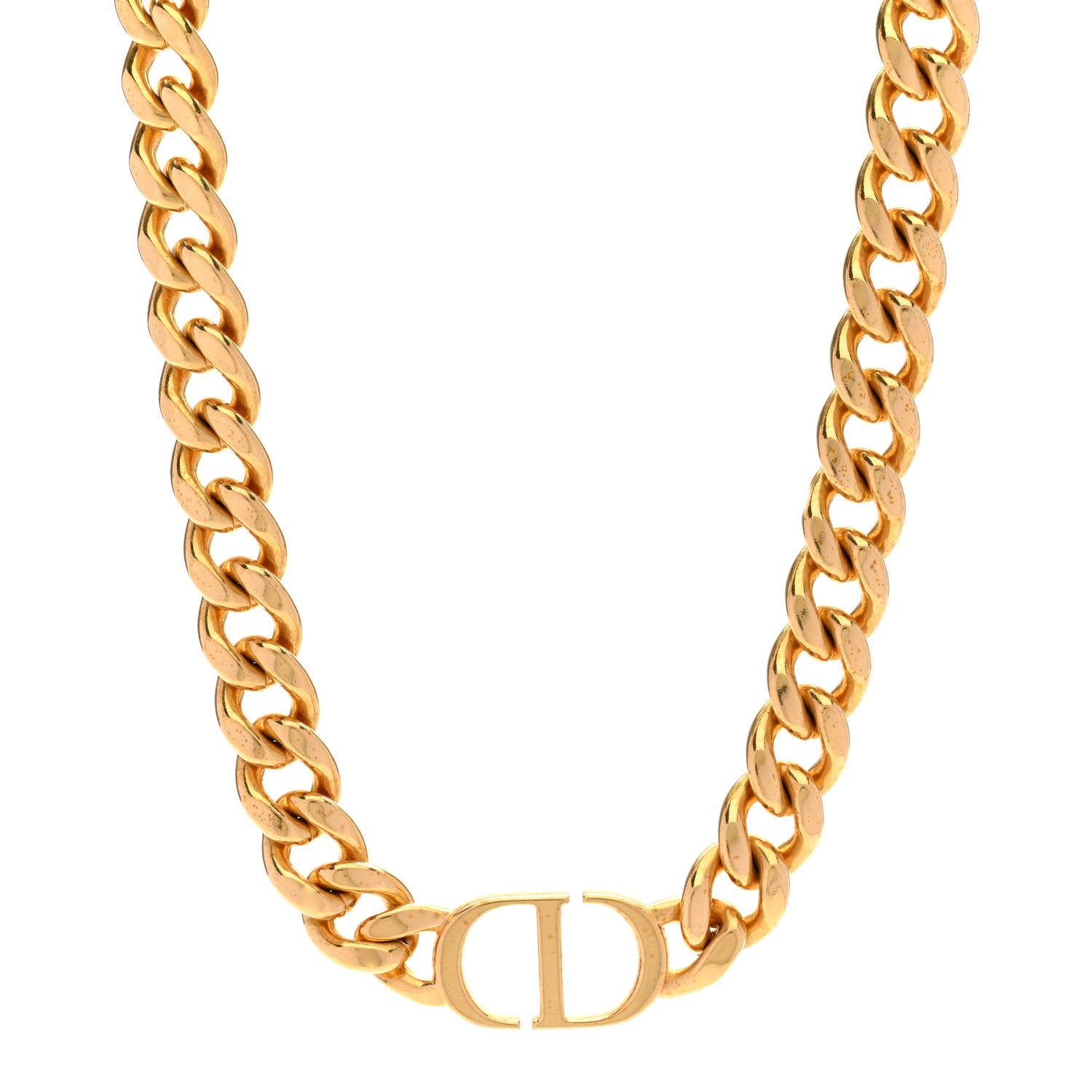 Christian Dior Metal CD Choker Necklace Gold 1 of 6