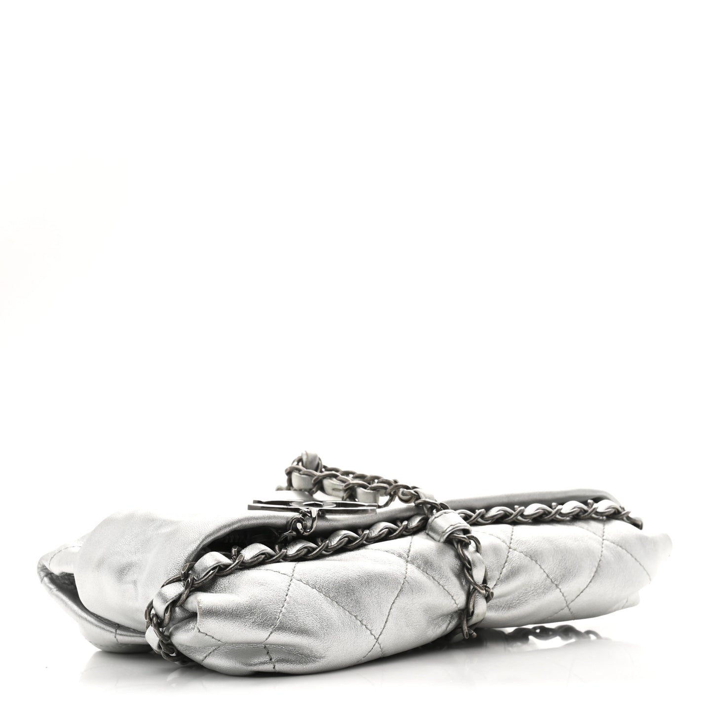 Metallic Calfskin Quilted Baluchon Silver