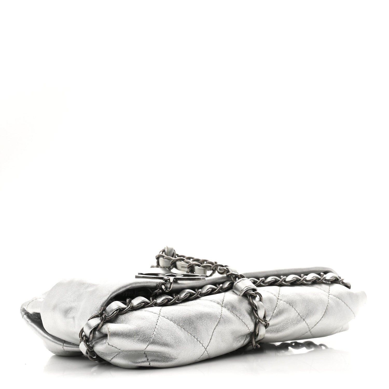 Chanel Metallic Calfskin Quilted Baluchon Silver 4 of 11