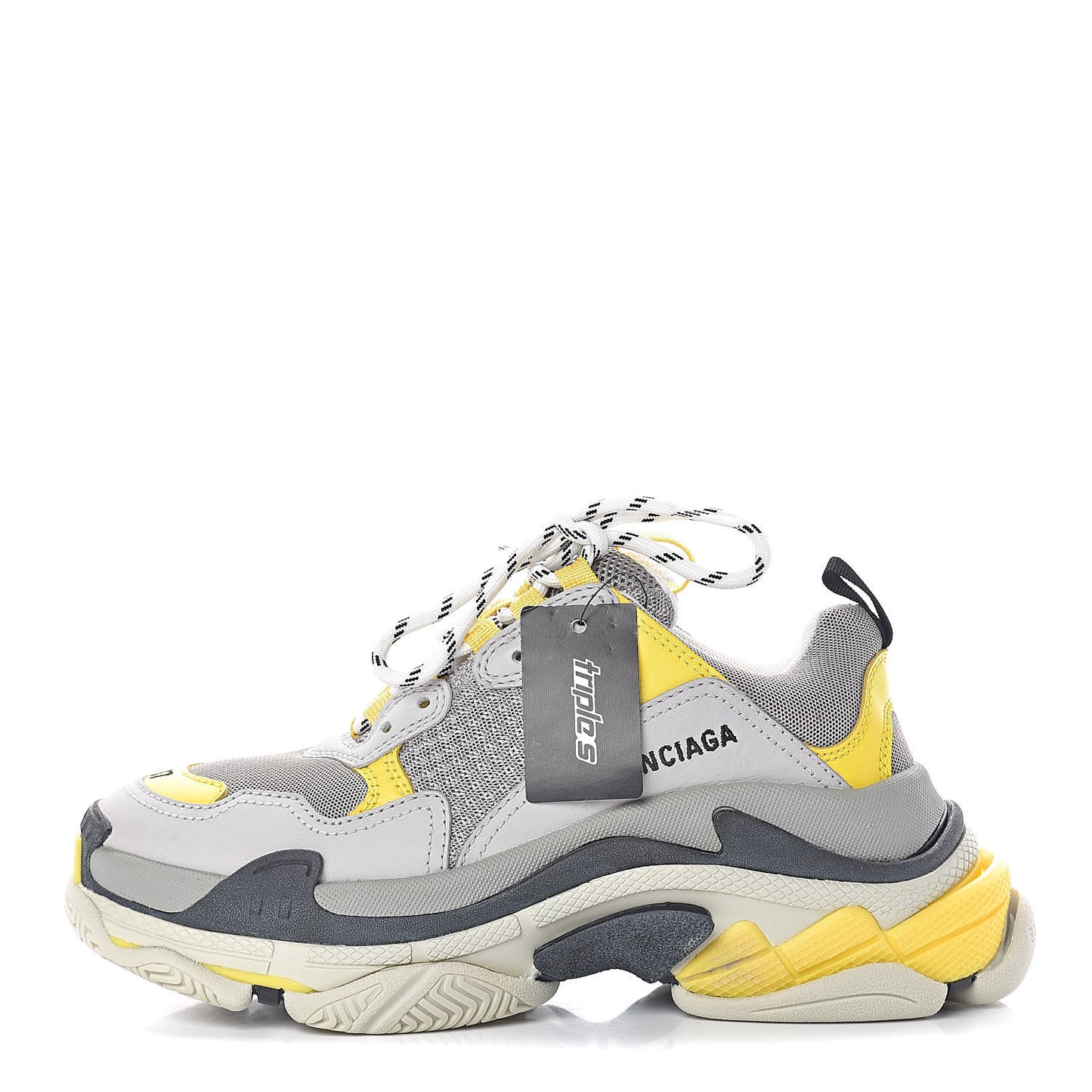 Fabric Mesh Womens Triple S Sneakers 37 Yellow Grey White