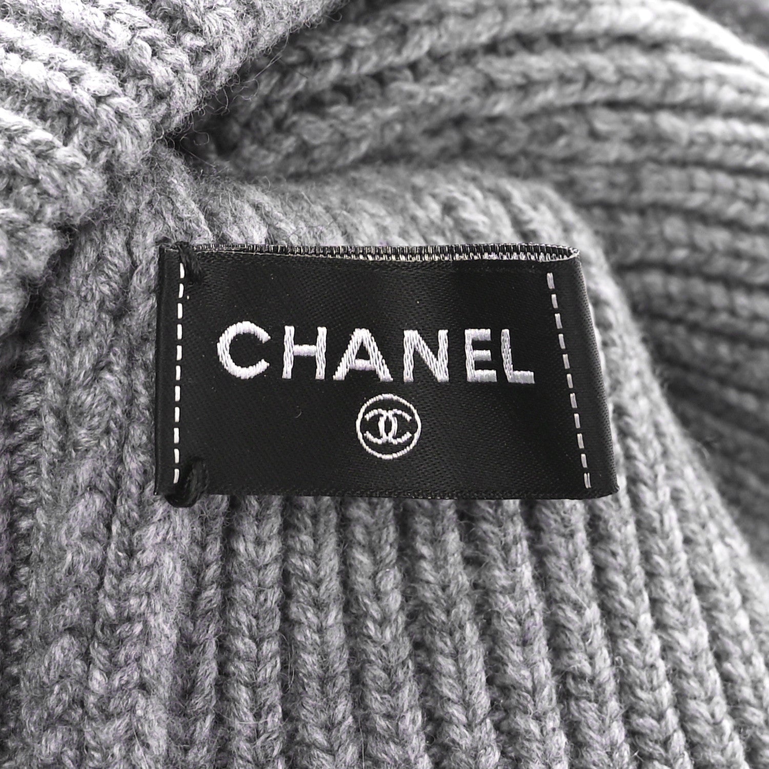 Chanel Cashmere CC Beanie Hat Grey 5 of 5