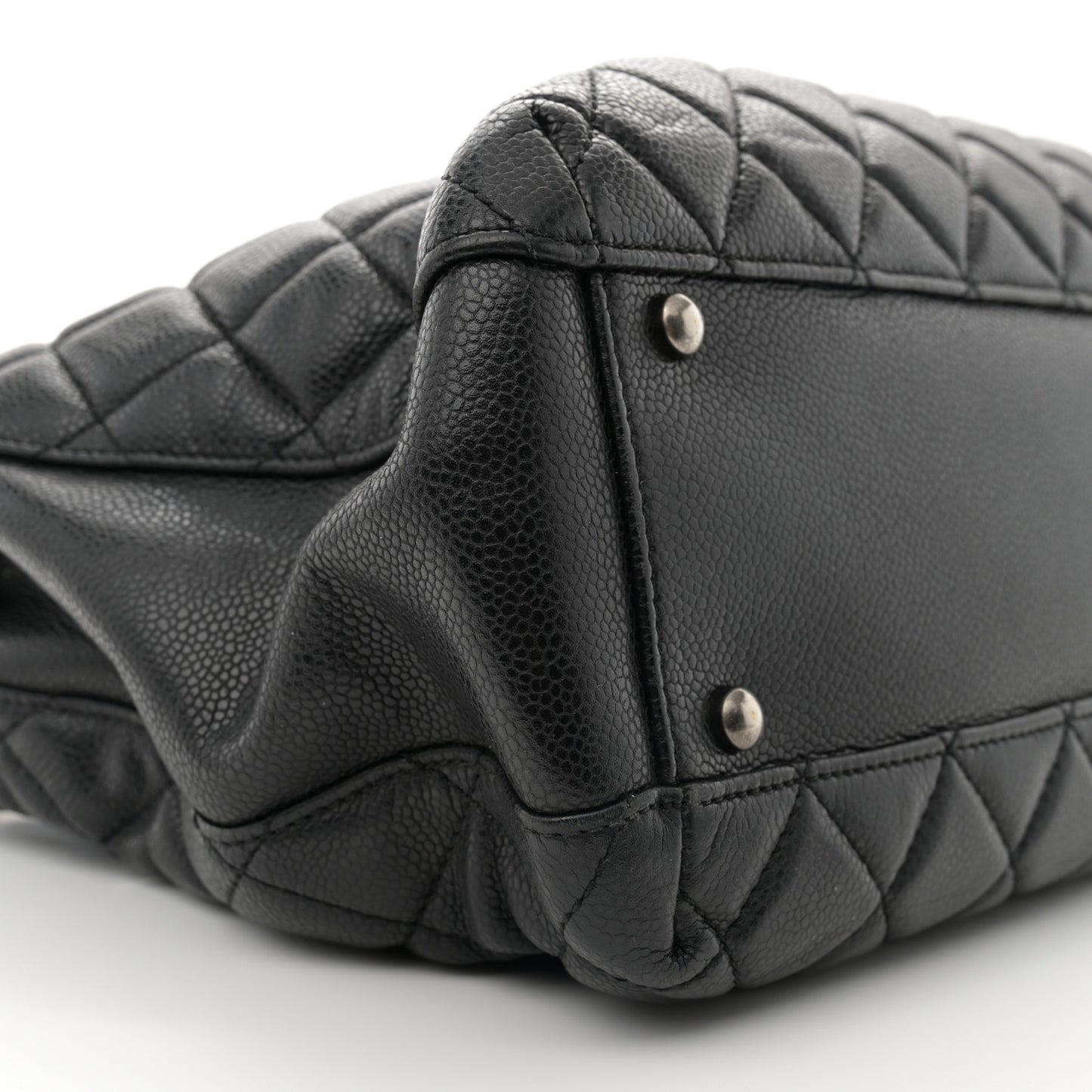 Caviar Quilted City Shopping Tote Black