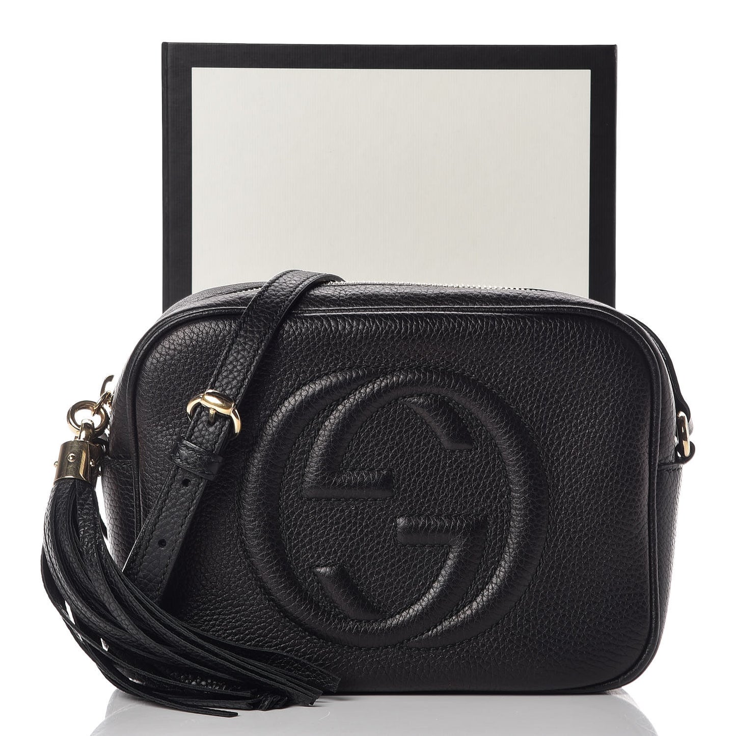 Pebbled Calfskin Small Soho Disco Bag Black