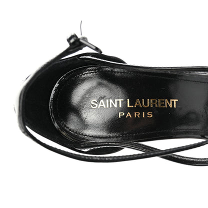 Saint Laurent Patent Cassandra Ankle Strap Sandals 37.5 Black 7 of 10