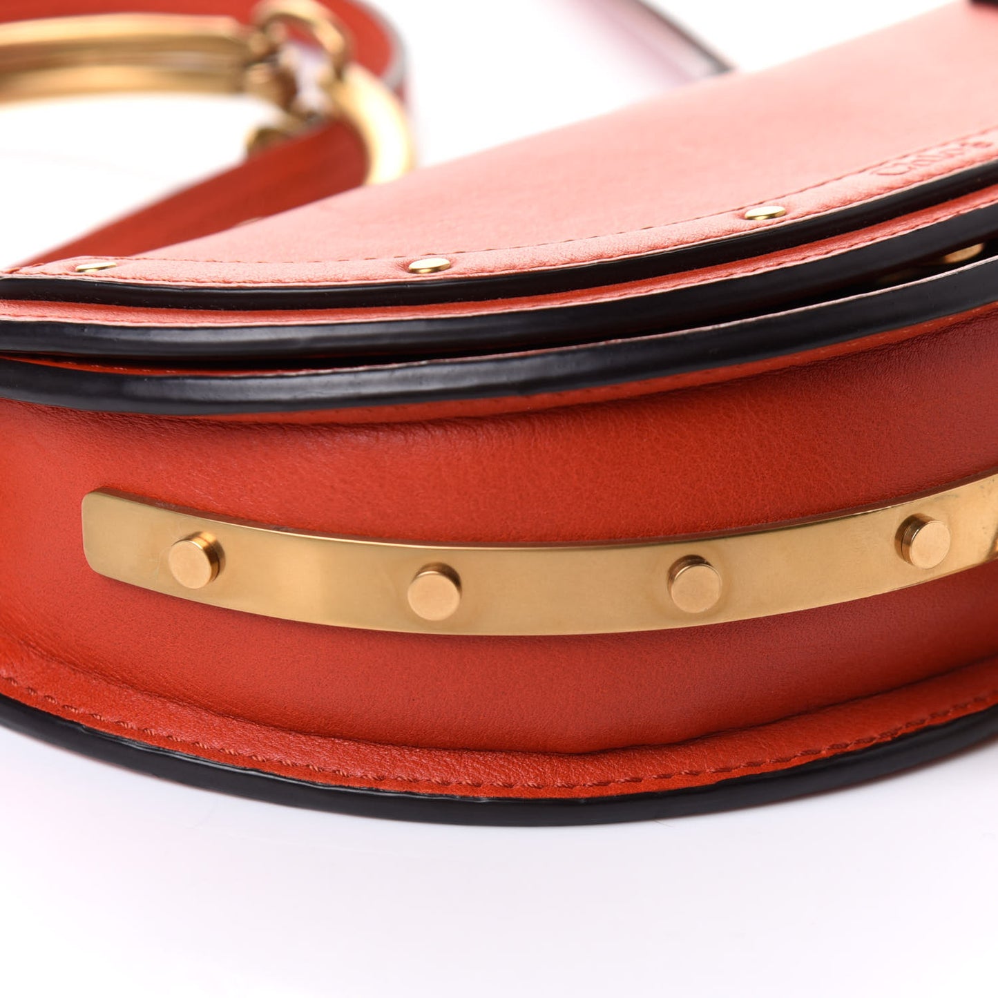 Calfskin Small Nile Bracelet Minaudiere Bag Sepia Red