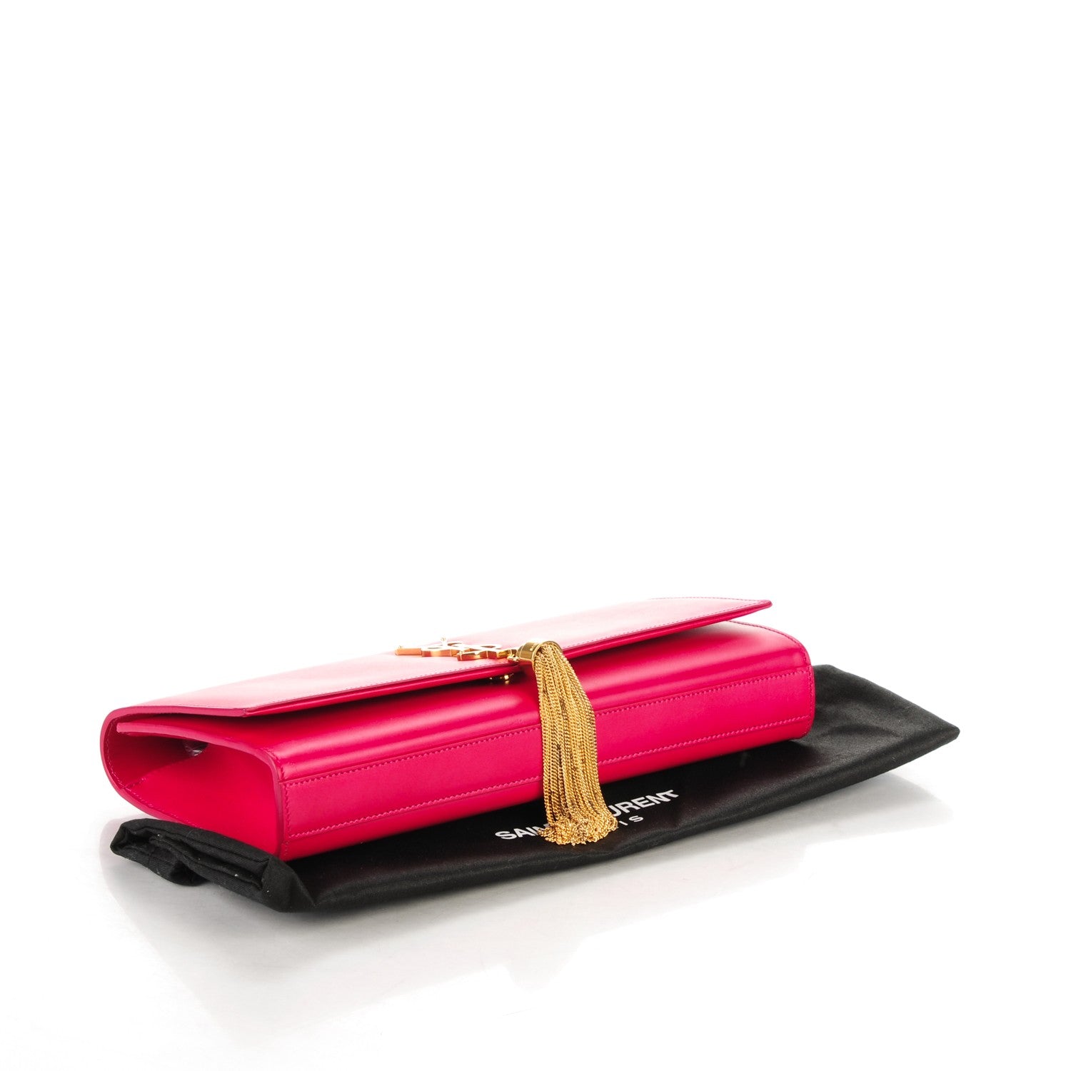 Saint Laurent Calfskin Cassandre Tassel Clutch Fuchsia 4 of 9