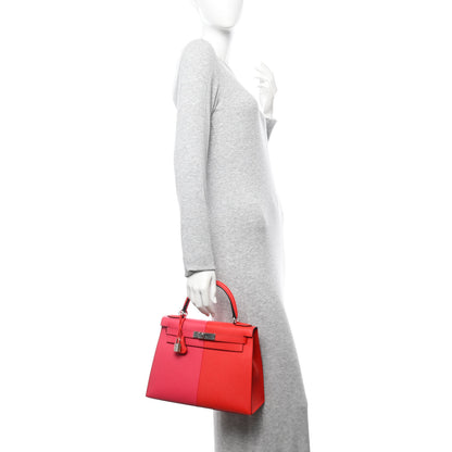 Hermes Epsom Casaque Kelly Sellier 28 Rouge Coeur Rose Extreme Bleu Zanzibar 2 of 12