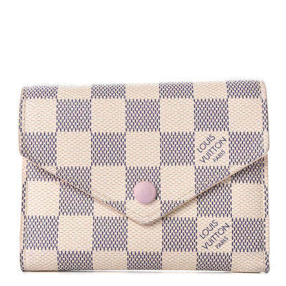 Louis Vuitton Damier Azur Victorine Wallet Rose Ballerine 1 of 8
