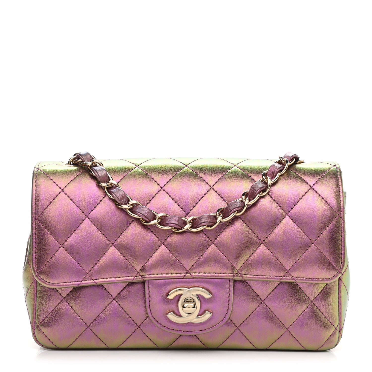 Chanel Iridescent Lambskin Quilted Mini Rectangular Flap Purple 1 of 13