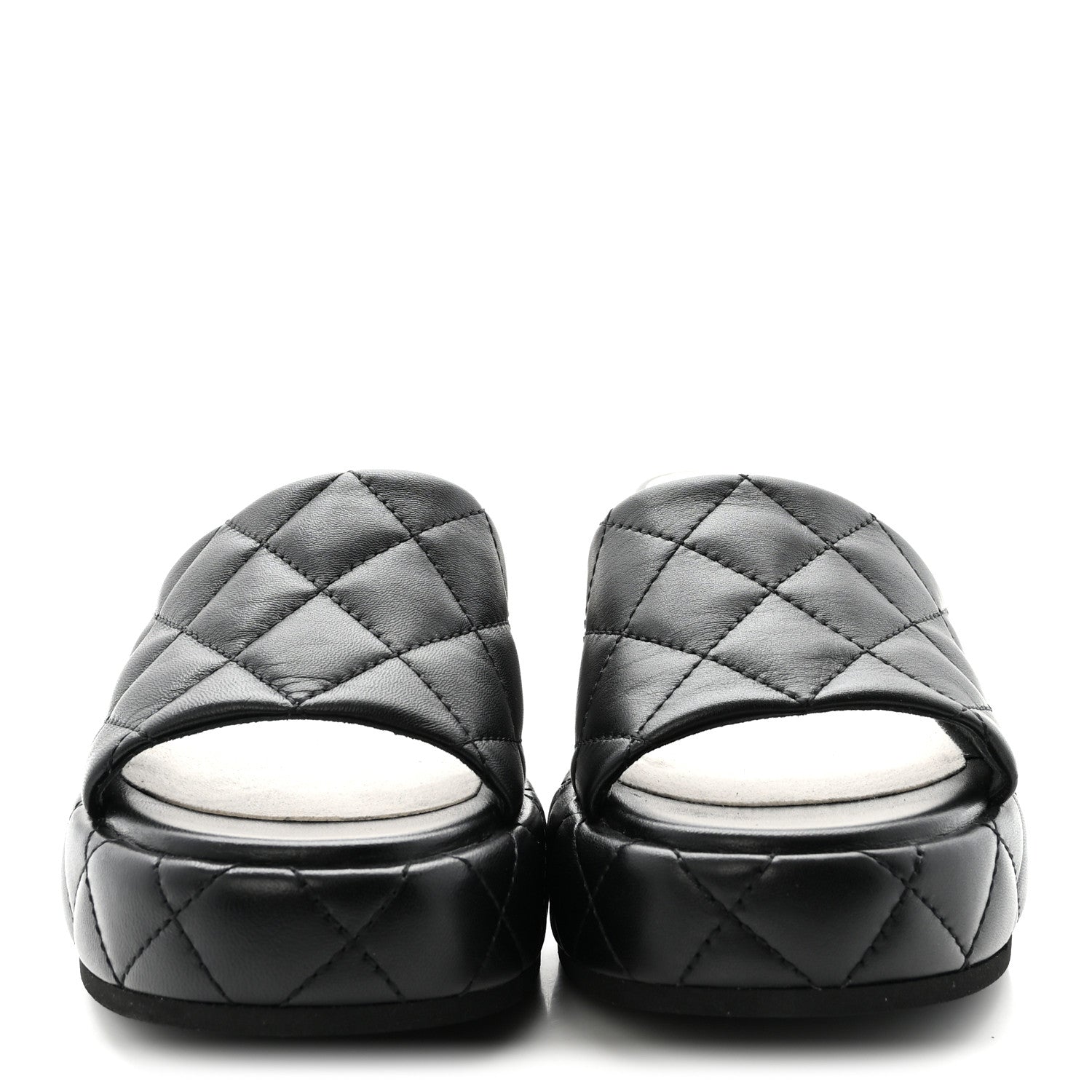 Chanel Lambskin Quilted Camelia CC Wedge Sandal Mules 38.5 Black 3 of 10