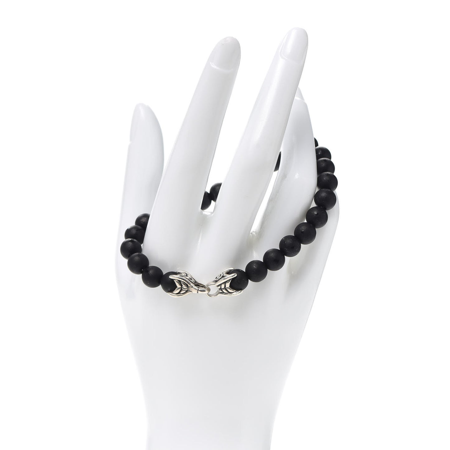 Sterling Silver Black Onyx 8mm Spiritual Beads Bracelet