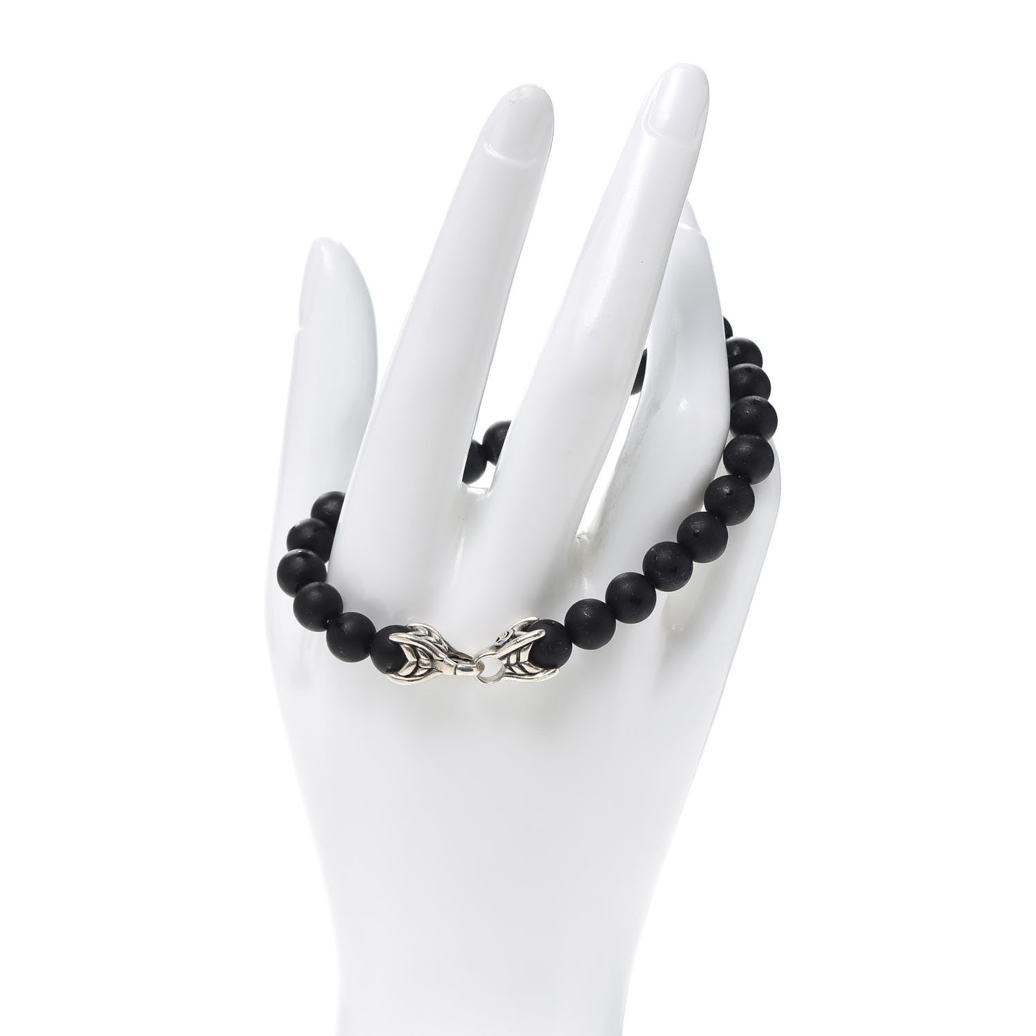 David Yurman Sterling Silver Black Onyx 8mm Spiritual Beads Bracelet 2 of 4