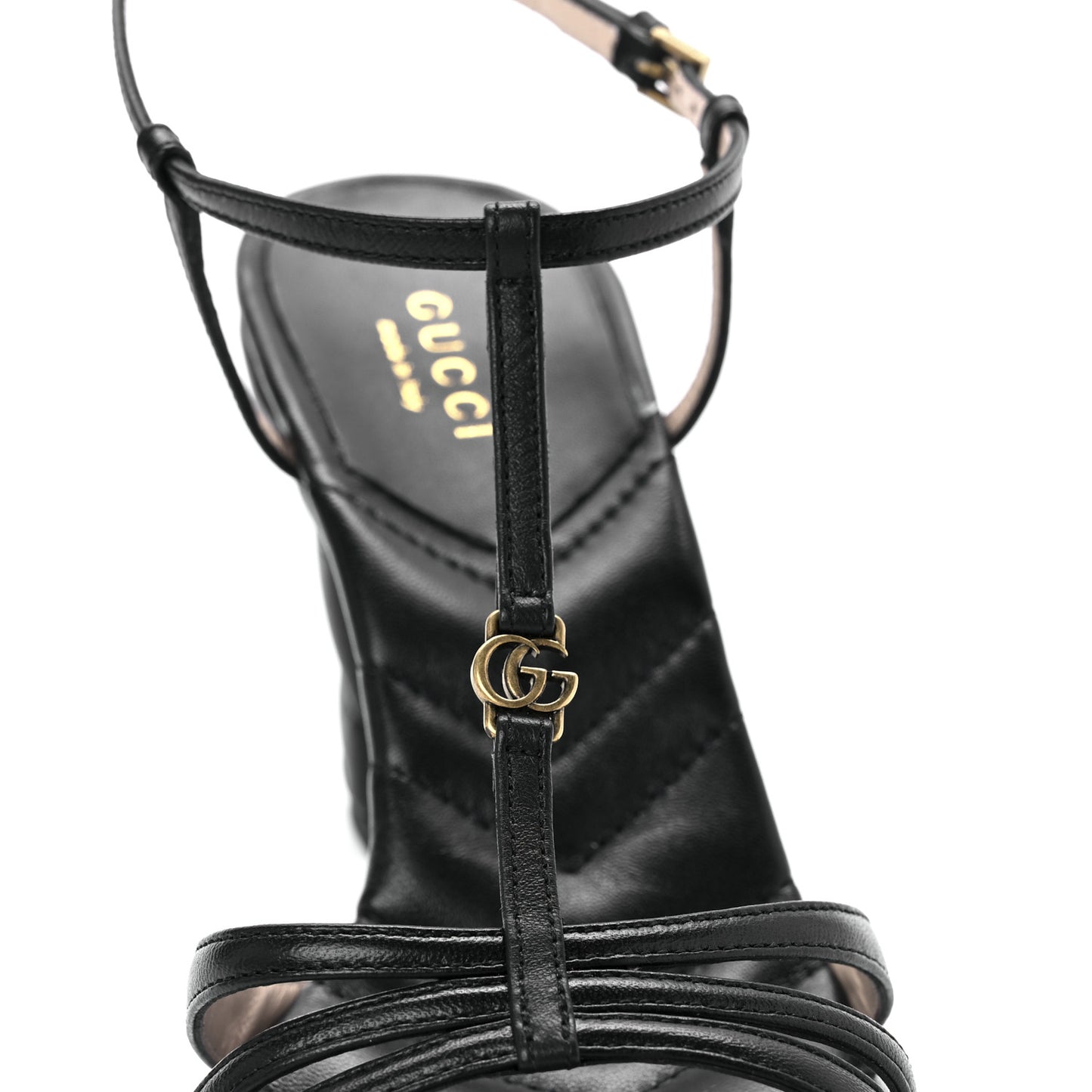 Nappa Matelasse T-Strap 40mm Sandals 37.5 Black