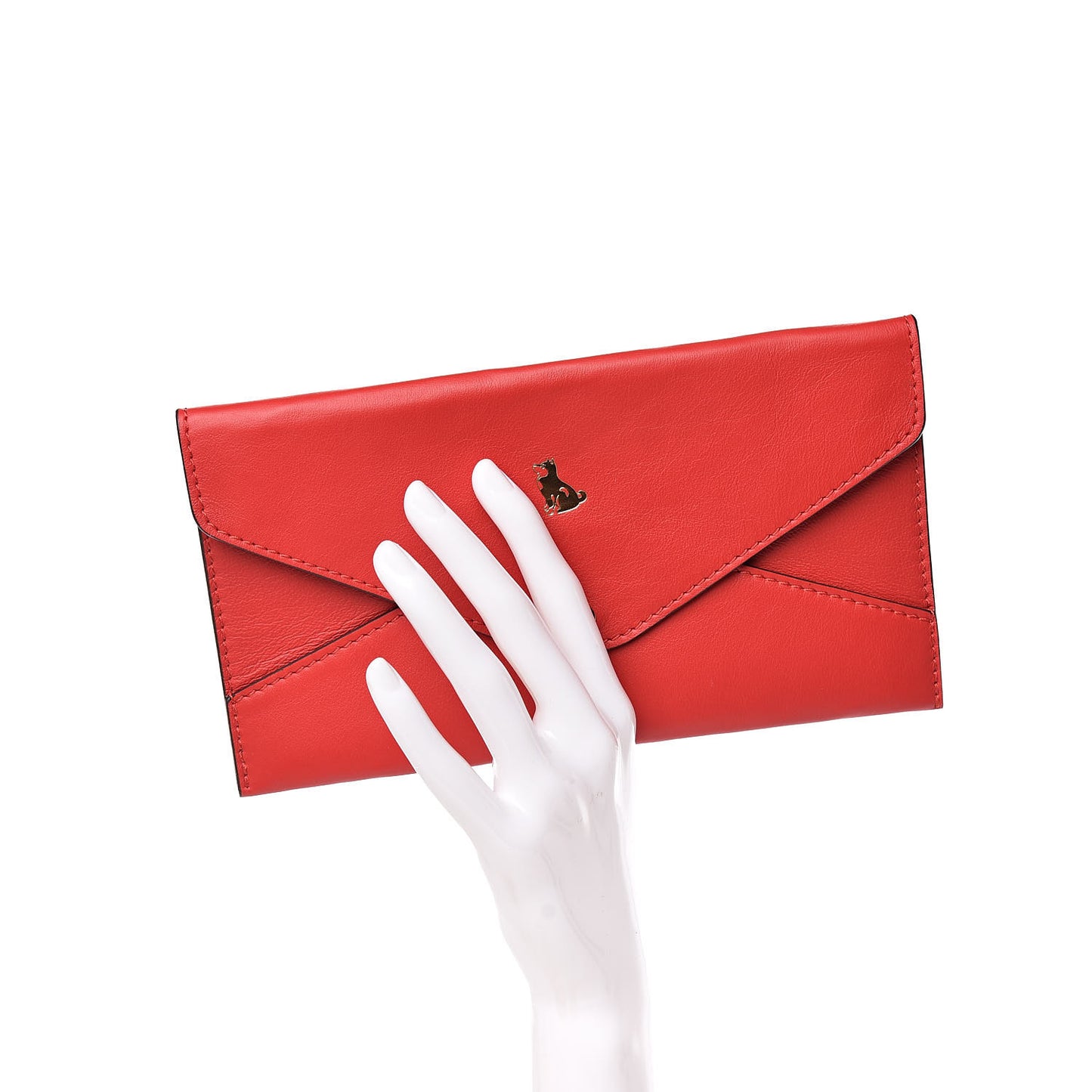 Veau Cachemire Chinese New Year Dog Envelope Pouch Red