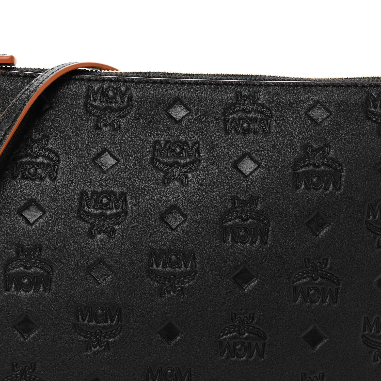 MCM Calfskin Ottomar Monogram Medium Crossbody Pouch Black 1831487