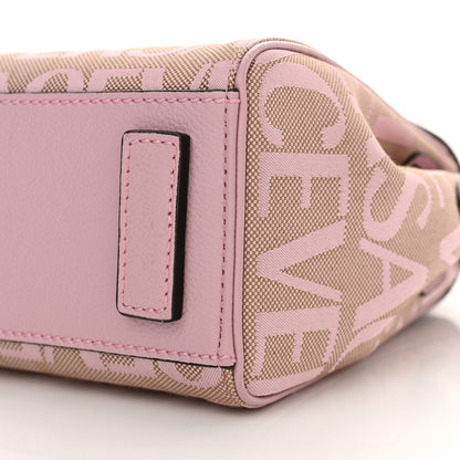 Versace Calfskin Canvas Allover La Medusa Small Top Handle Handbag Pink 9 of 9