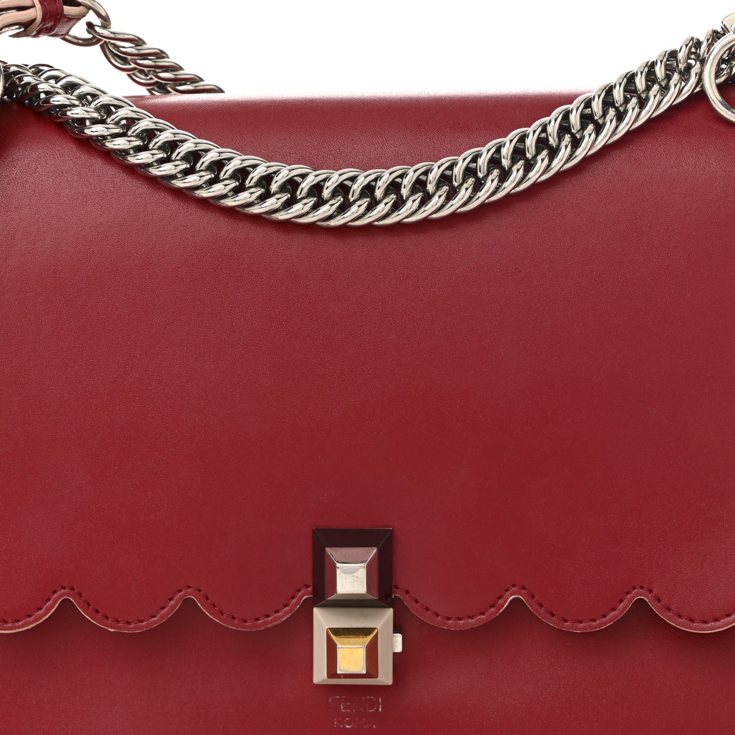 Vitello Liberty Scalloped Studded Kan I Shoulder Bag Fragola